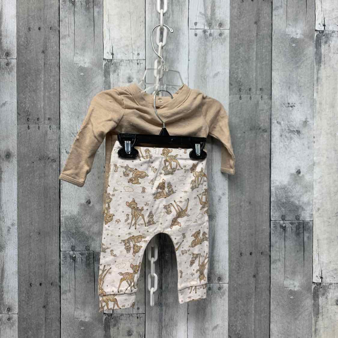 Size 3-6 Months Tan/White Disney Shirt/Pants