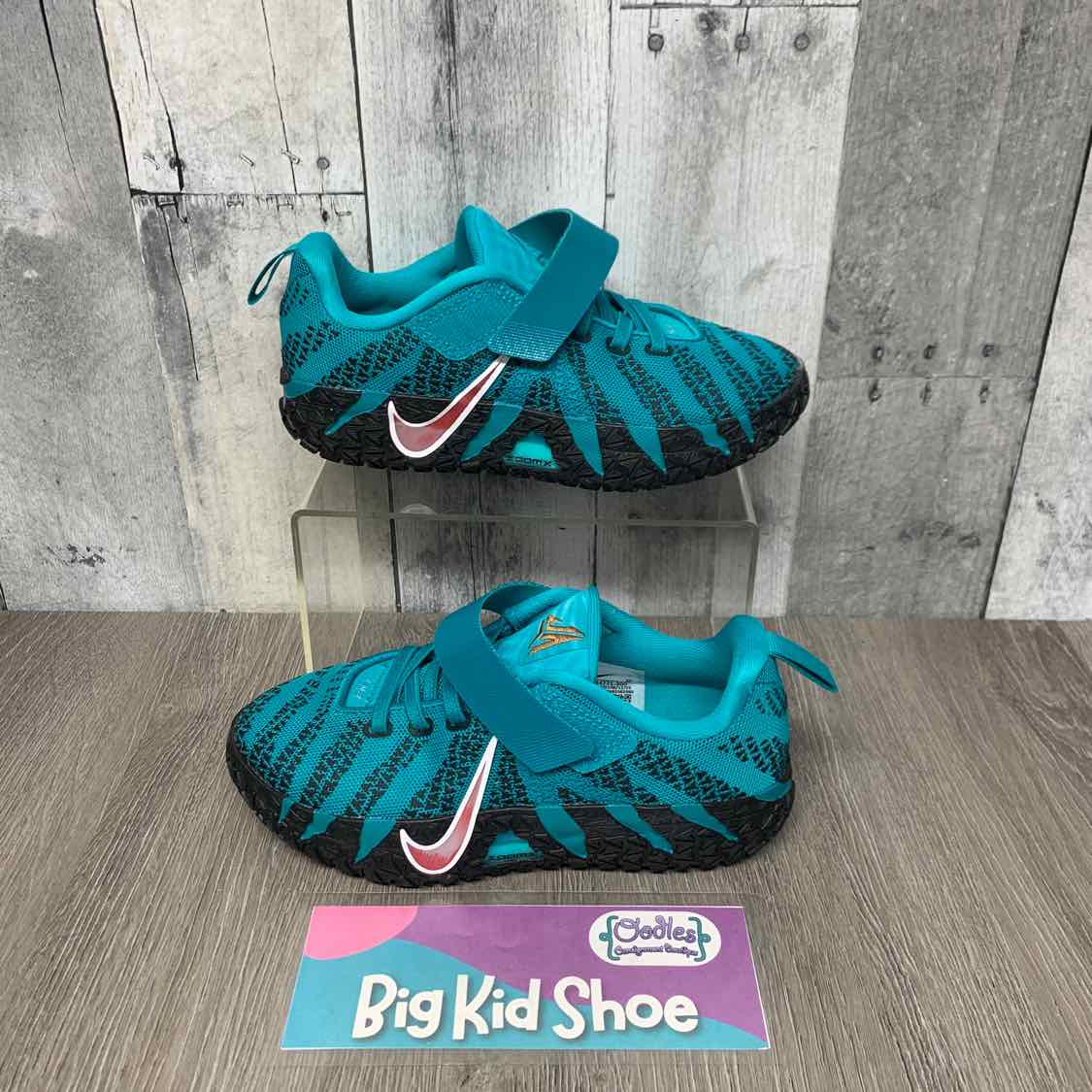 Size 1 Teal/Black Sport Brand Sneakers