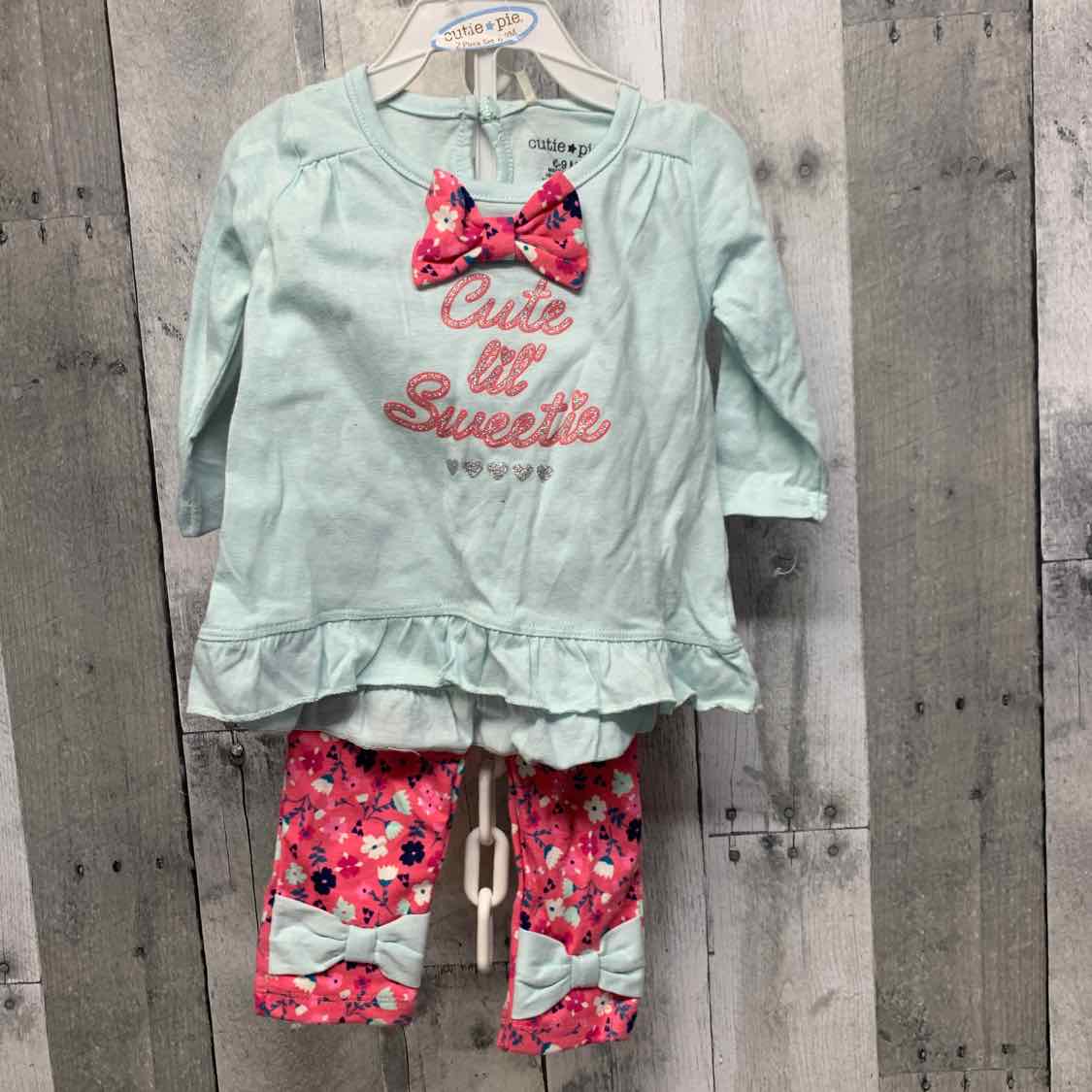 Size 6-9 Months Blue/Pink Cutie Pie Shirt/Pants