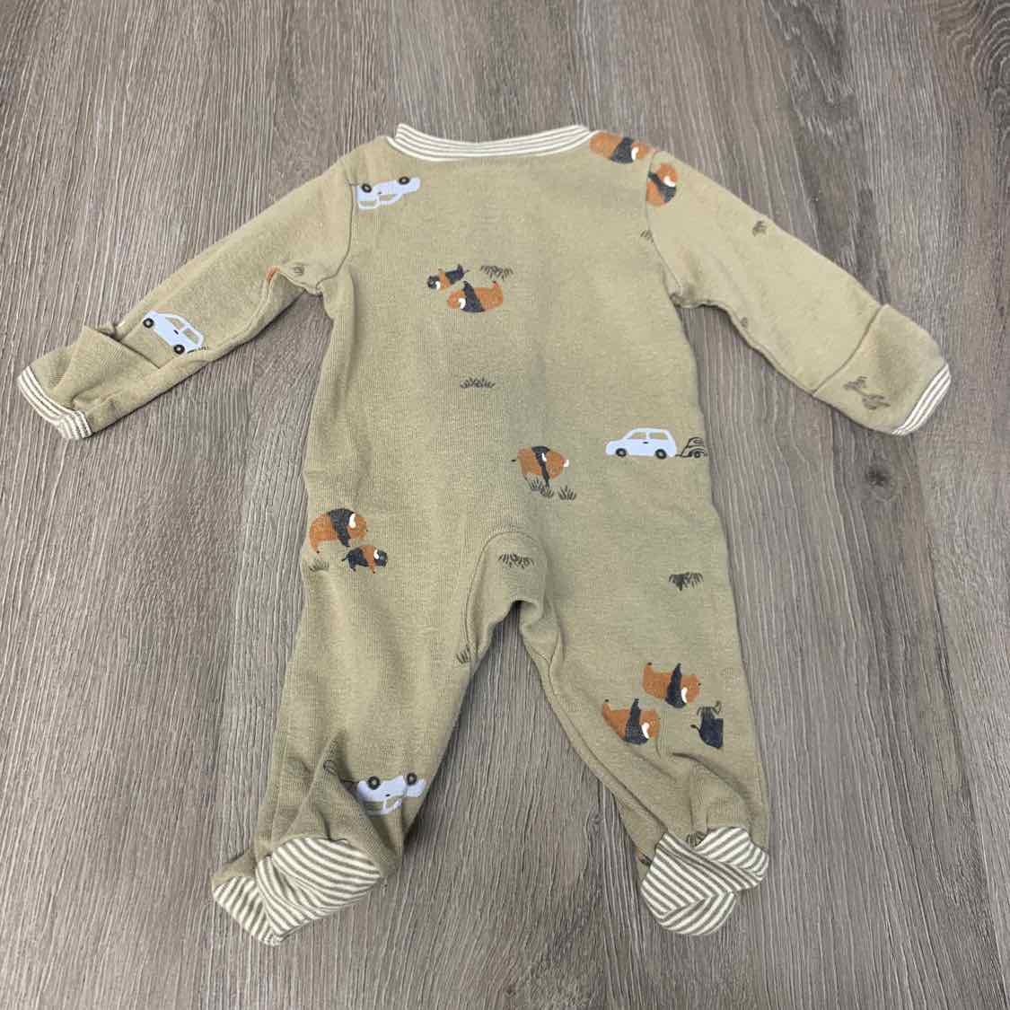 Size Preemie Tan Graphic Carter's Footy PJs