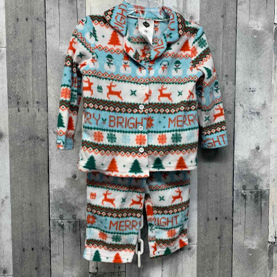 Size 3T Blue/White Holiday Brands 2pc PJs