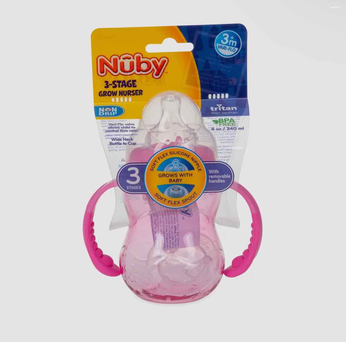 3-Stage Grow with Me Bottle to Cup 8oz-Pink - OodlesCB