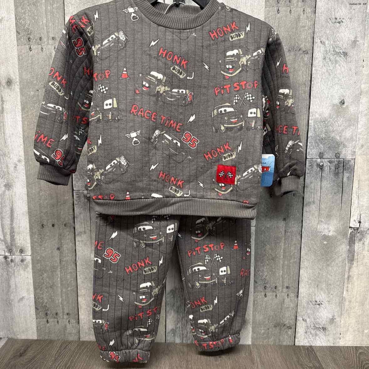 Size 4T Gray Print Cars Shirt/Pants
