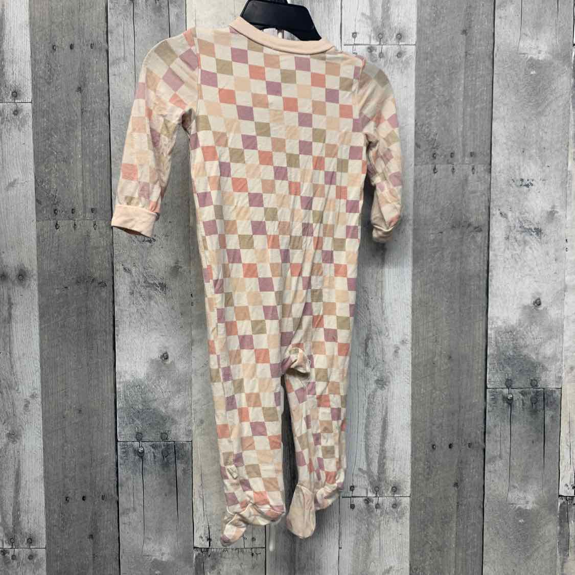 Size 6-9 Months Ivory/Pink Bamboo Footy PJs