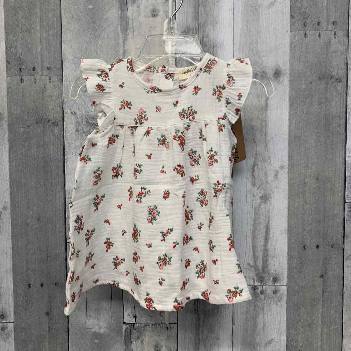 Size 3-6 Months White Print B Brand Dress