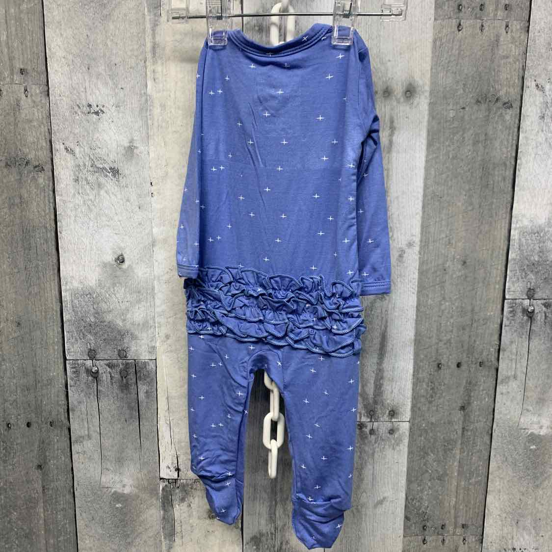 Size 0-3 Months Blue/White Little Buggins Romper