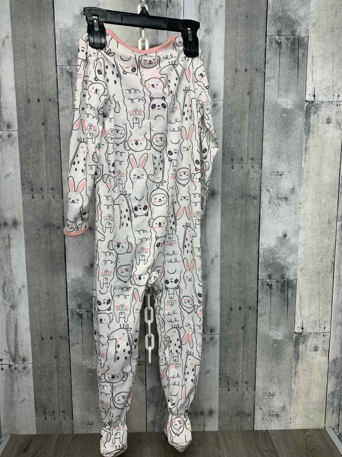 Size 5T White/Pink Carter's Footy PJs