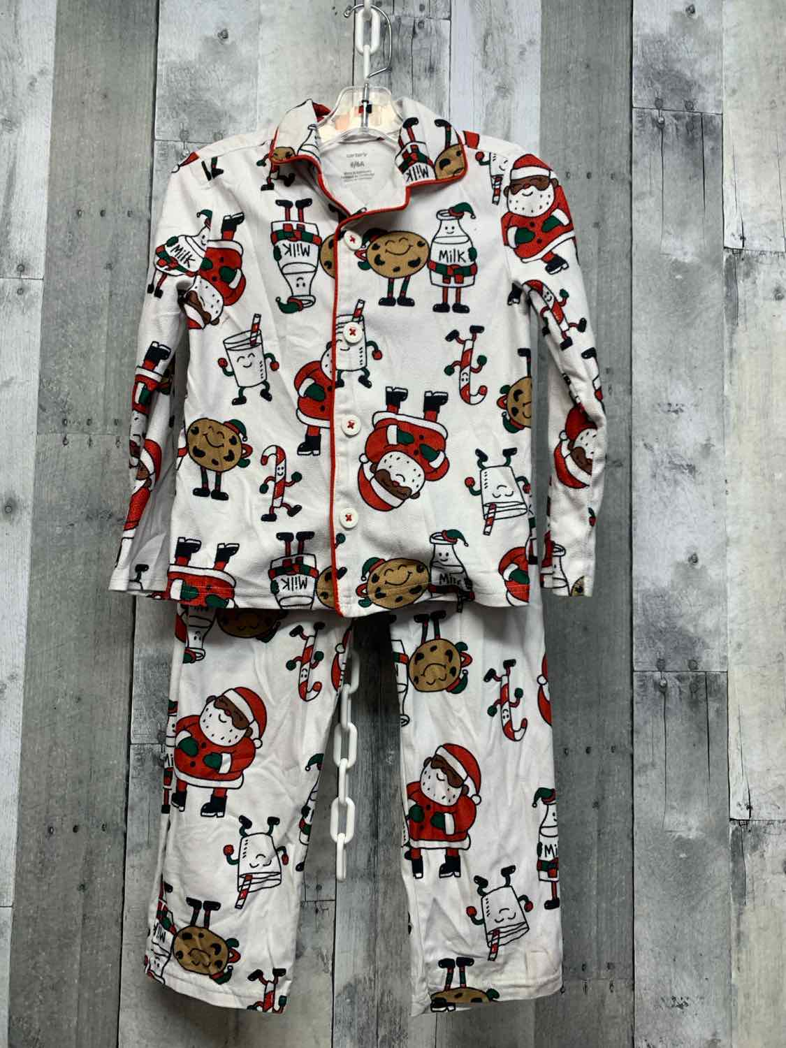 Size 5 White/Red Carter's 2pc PJs