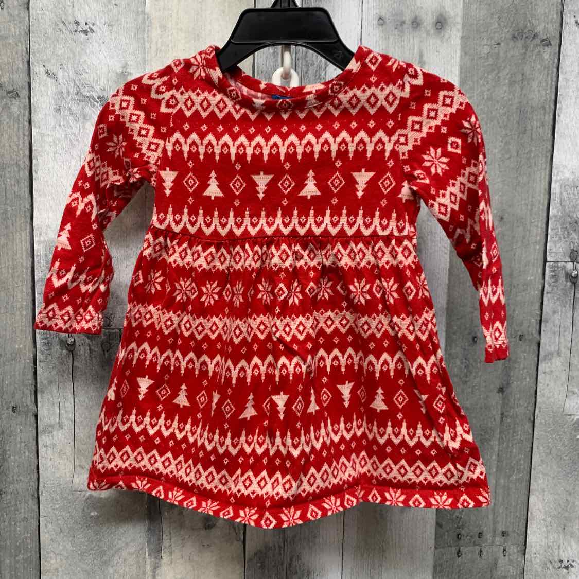 Size 12-18 Months Red Print Old Navy LS Dress