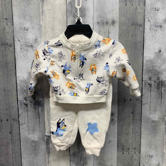 Size 0-3 Months White/Blue Disney Jacket/Pants