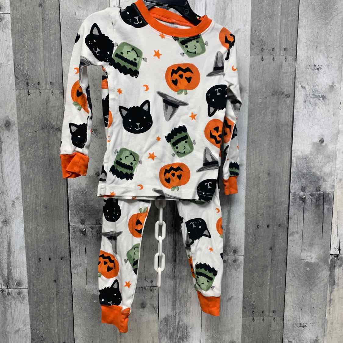 Size 3T White/Orange Carter's 2pc PJs