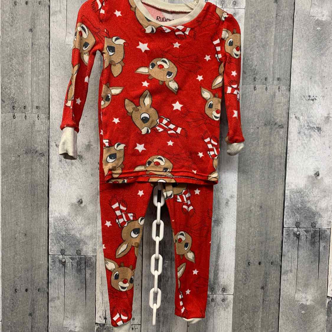 Size 2T Red Print Holiday Brands 2pc PJs