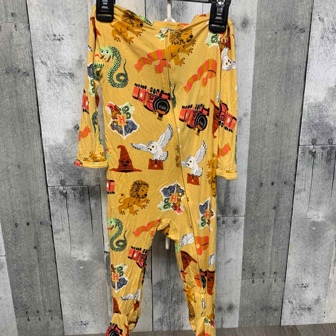 Size 6-9 Months Yellow Print Bamboo Footy PJs