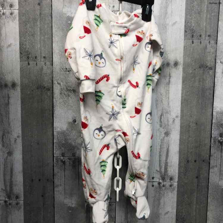 Size 9 Months White Print Just One You Footy PJs