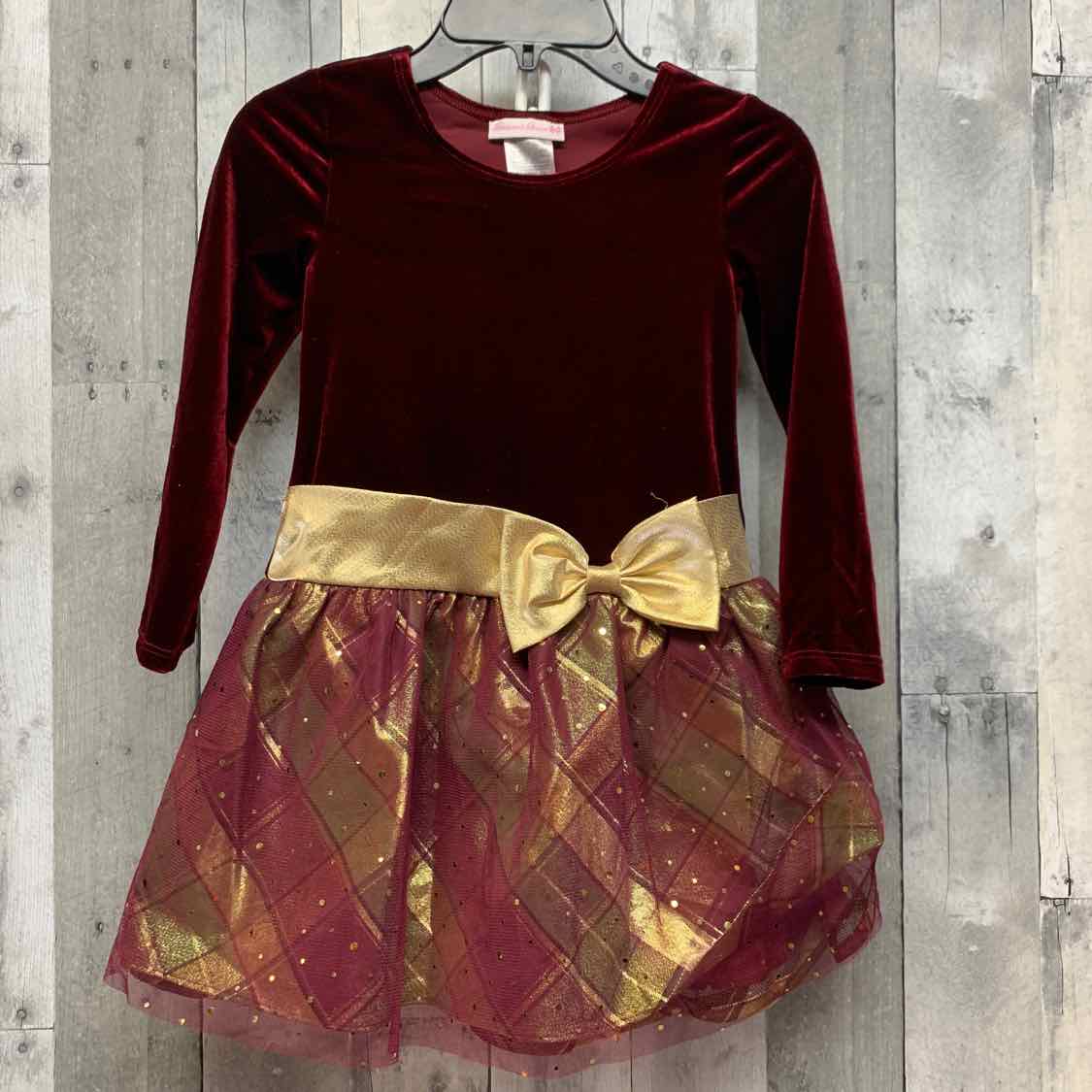 Size 6 Burgundy Bonnie Jean/Baby LS Dress