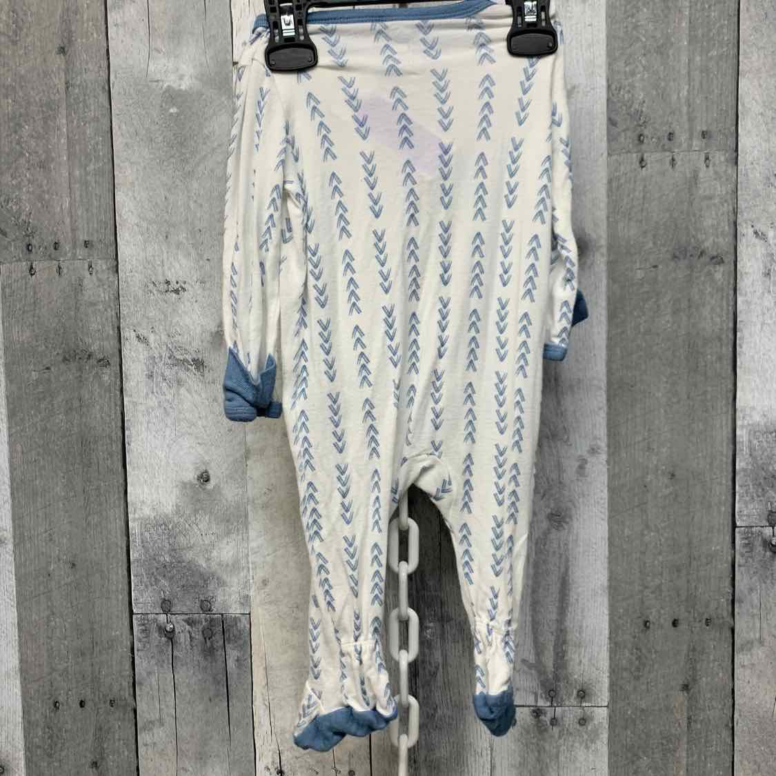 Size 0-3 Months White/Blue Cloud Island Footy PJs