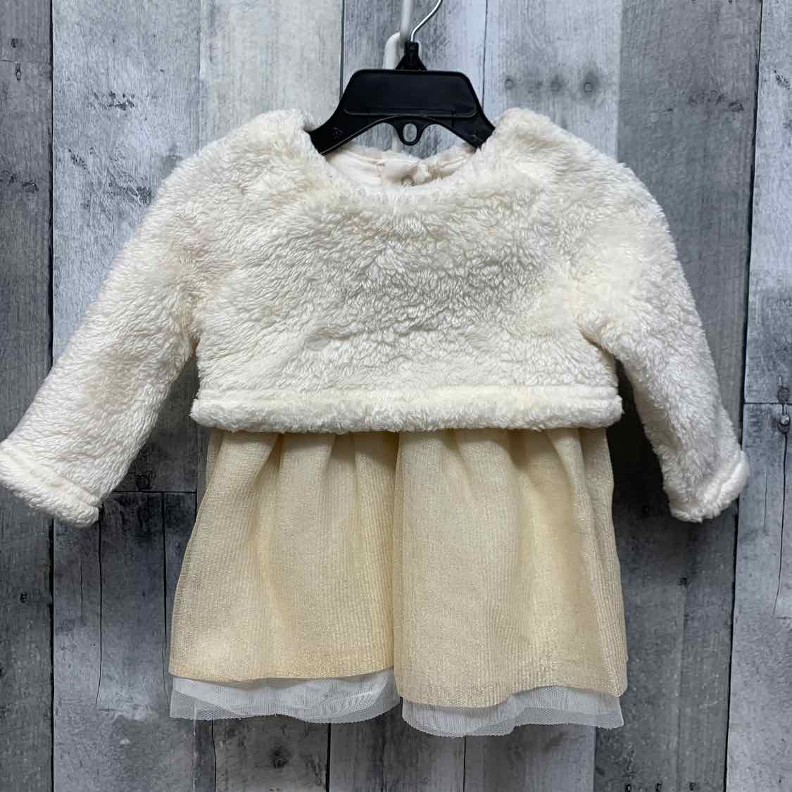 Size 6-9 Months Ivory/Gold Cat & Jack LS Dress