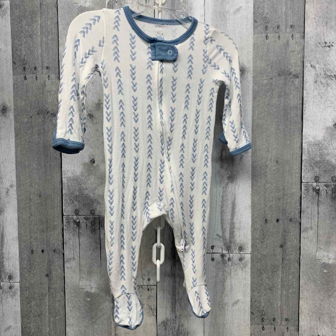Size 0-3 Months White/Blue Cloud Island Footy PJs
