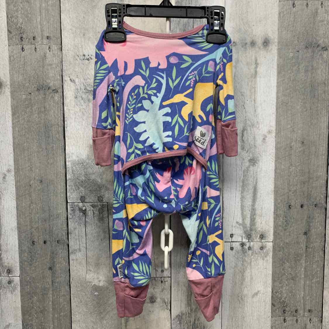 Size Newborn Purple/Blue Bamboo Footy PJs