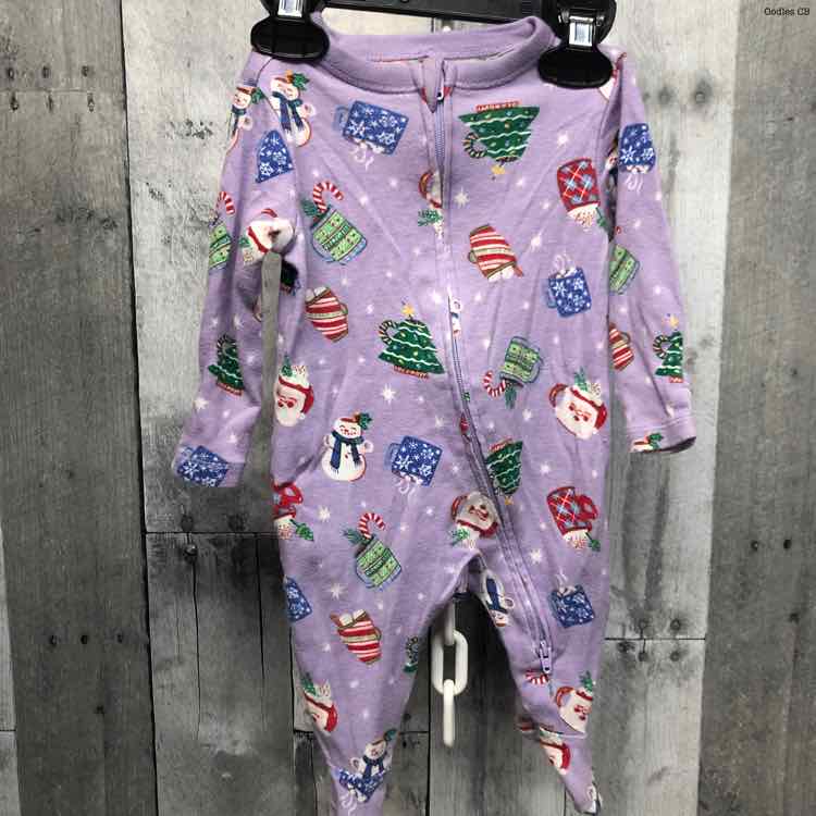 Size 0-3 Months Purple Print Old Navy Footy PJs