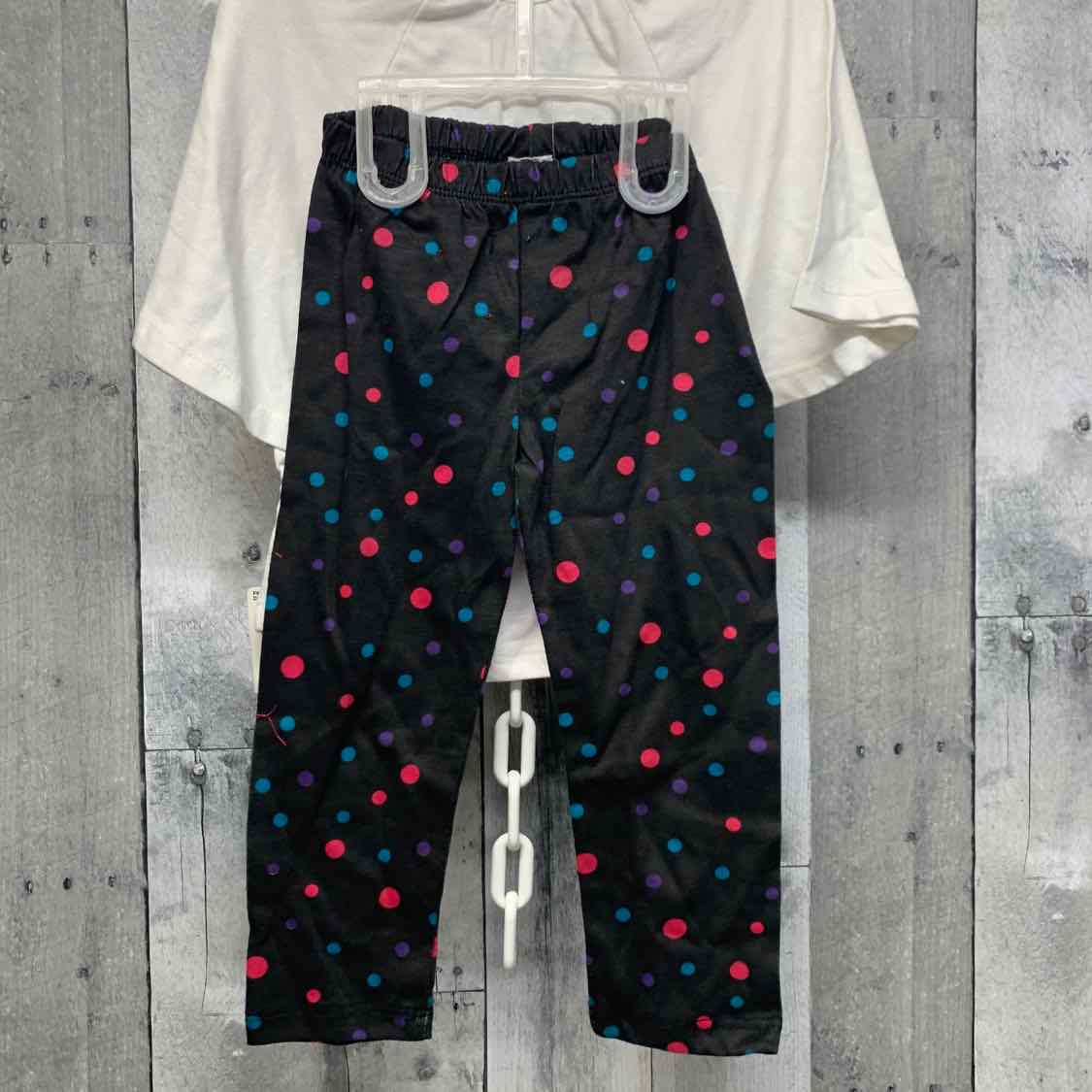 Size 2T White/Coral Swiggles Shirt/Leggings