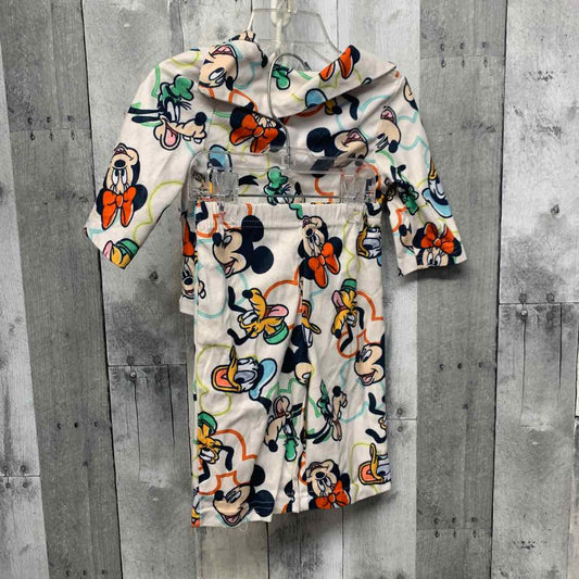Size 12 Months White Print Disney 2pc PJs