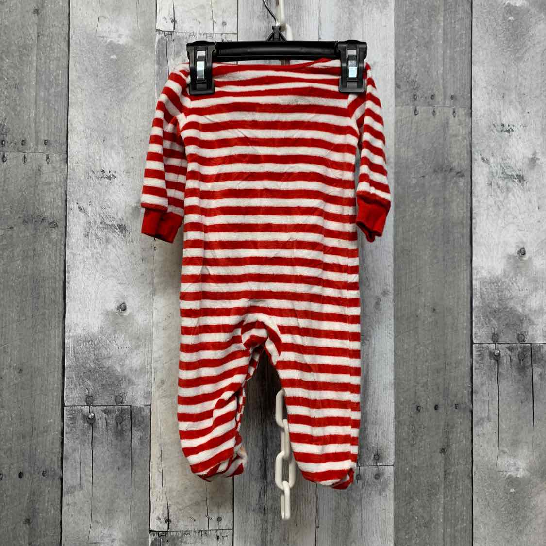 Size 3 Months Red Striped Carter's Footy PJs