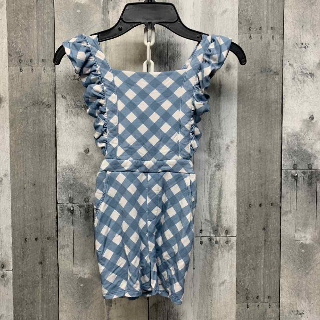 Size 5/6 Blue Plaid Posh Peanut Romper - OodlesCB