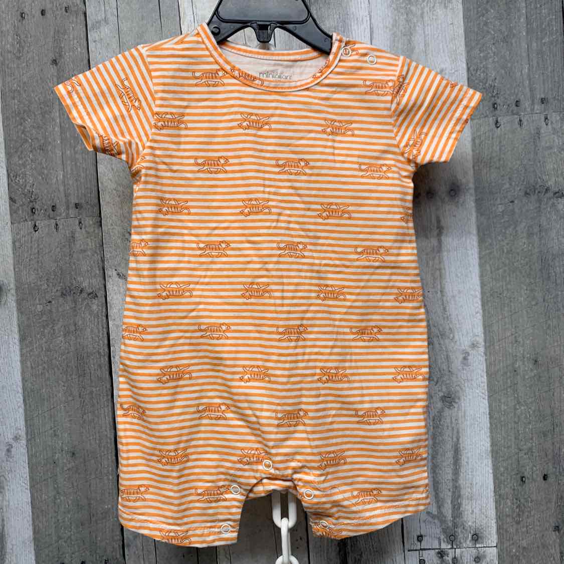 Size 18 Months Orange Striped Mid Brand Romper - OodlesCB