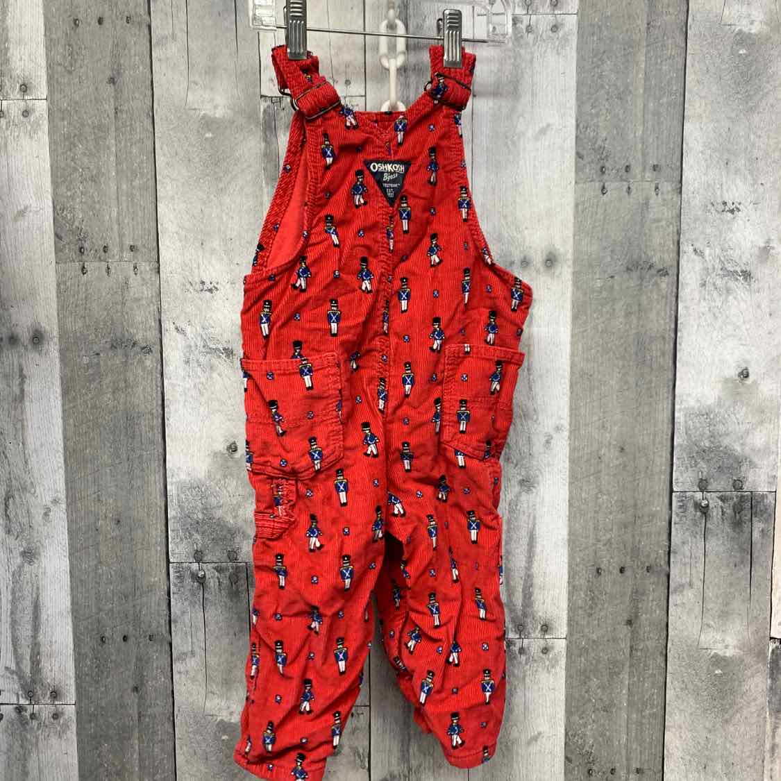 Size 18 Months Red Print Osh Kosh Overalls