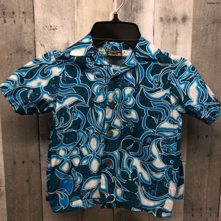 Size 4 Blue Floral Print B Brand Shirt/Shorts