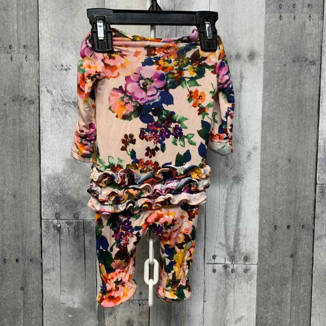 Size Newborn Pink Print Bamboo Footy PJs