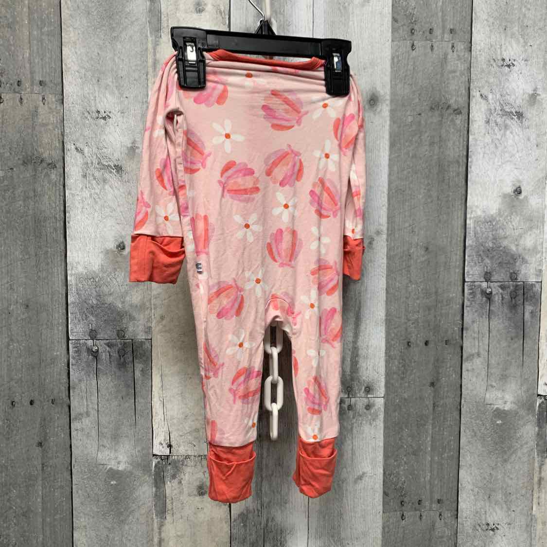 Size 0-3 Months Pink Print Bamboo Footy PJs