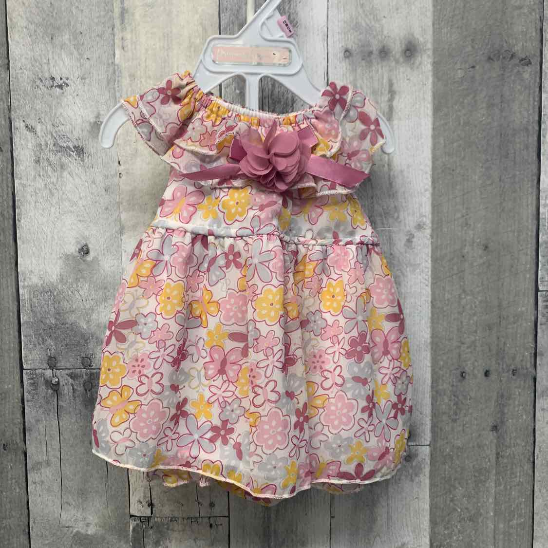 Size 12 Months Pink Floral Print Mid Brand 2pc Dress