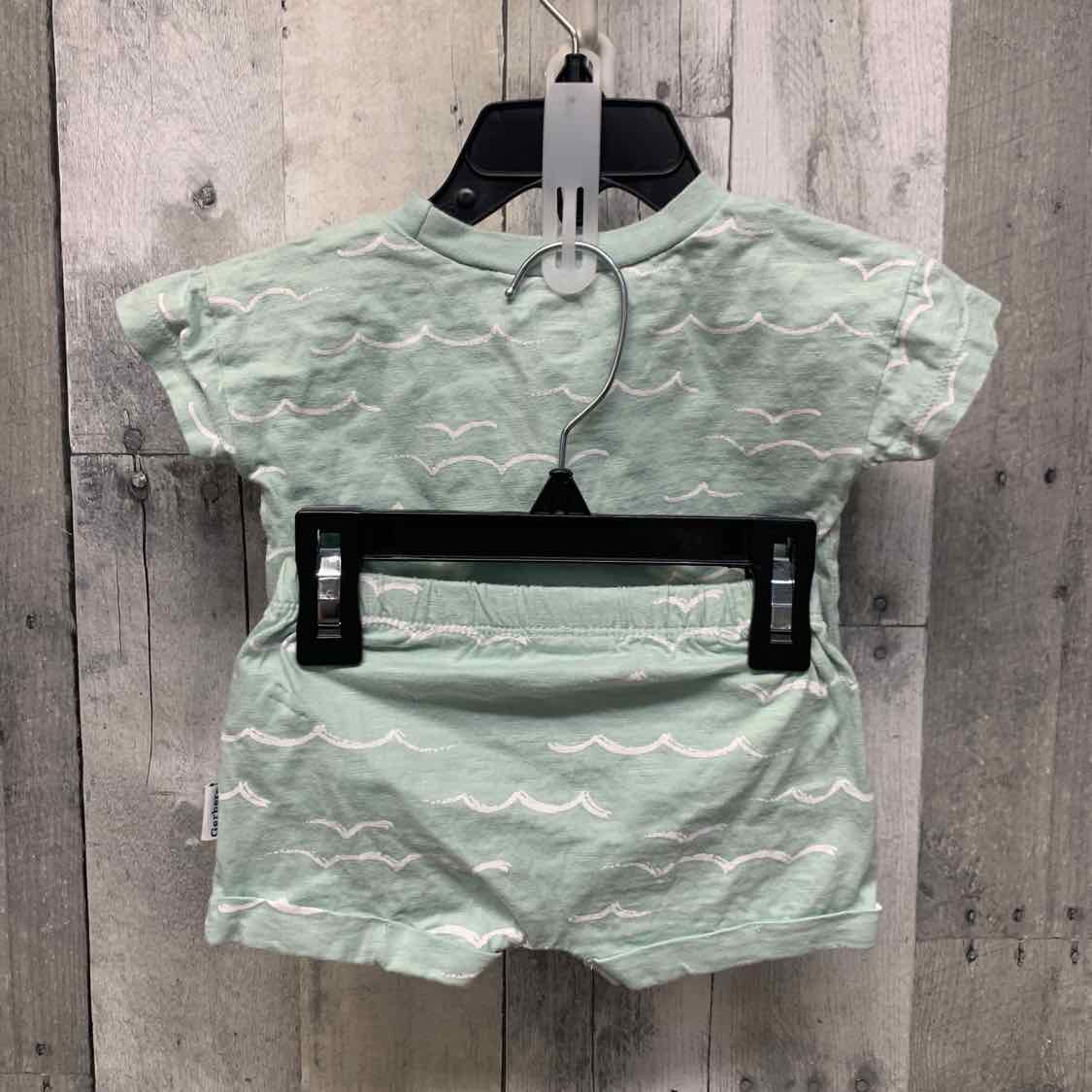 Size 0-3 Months Blue Print Gerber Shirt/Shorts