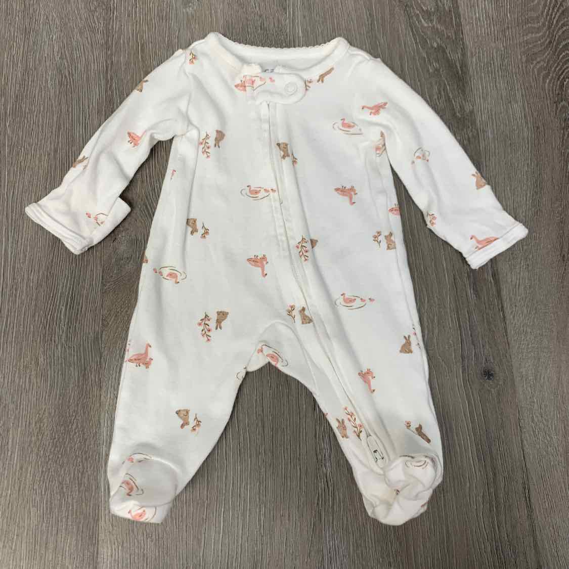 Size Preemie White Print Carter's Footy PJs