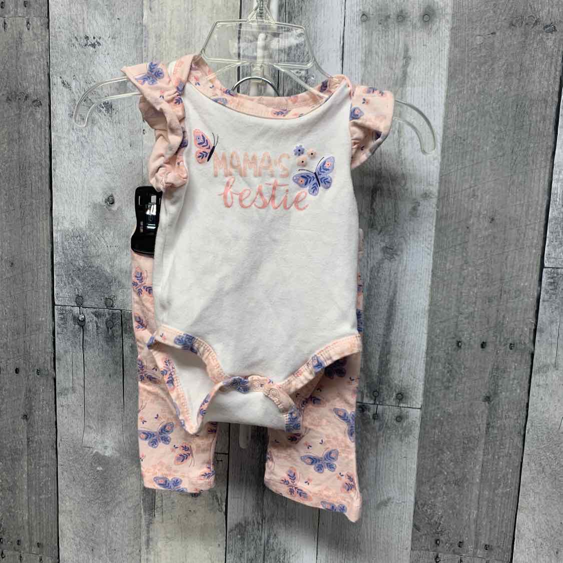 Size 0-3 Months White/Pink B Brand Shirt/Pants