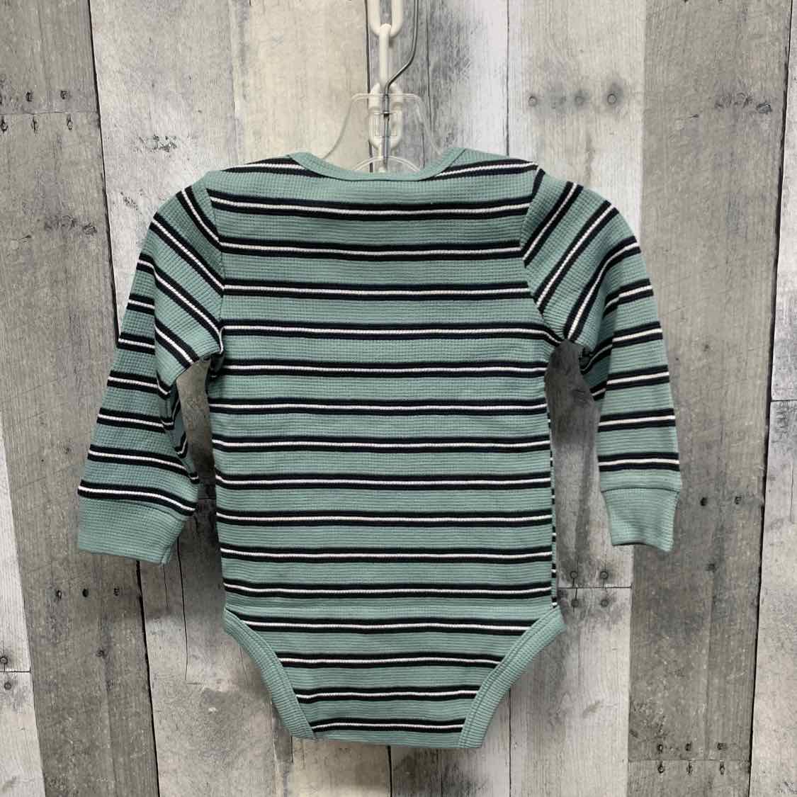 Size 12 Months Green Striped Simple Joys Bodysuit