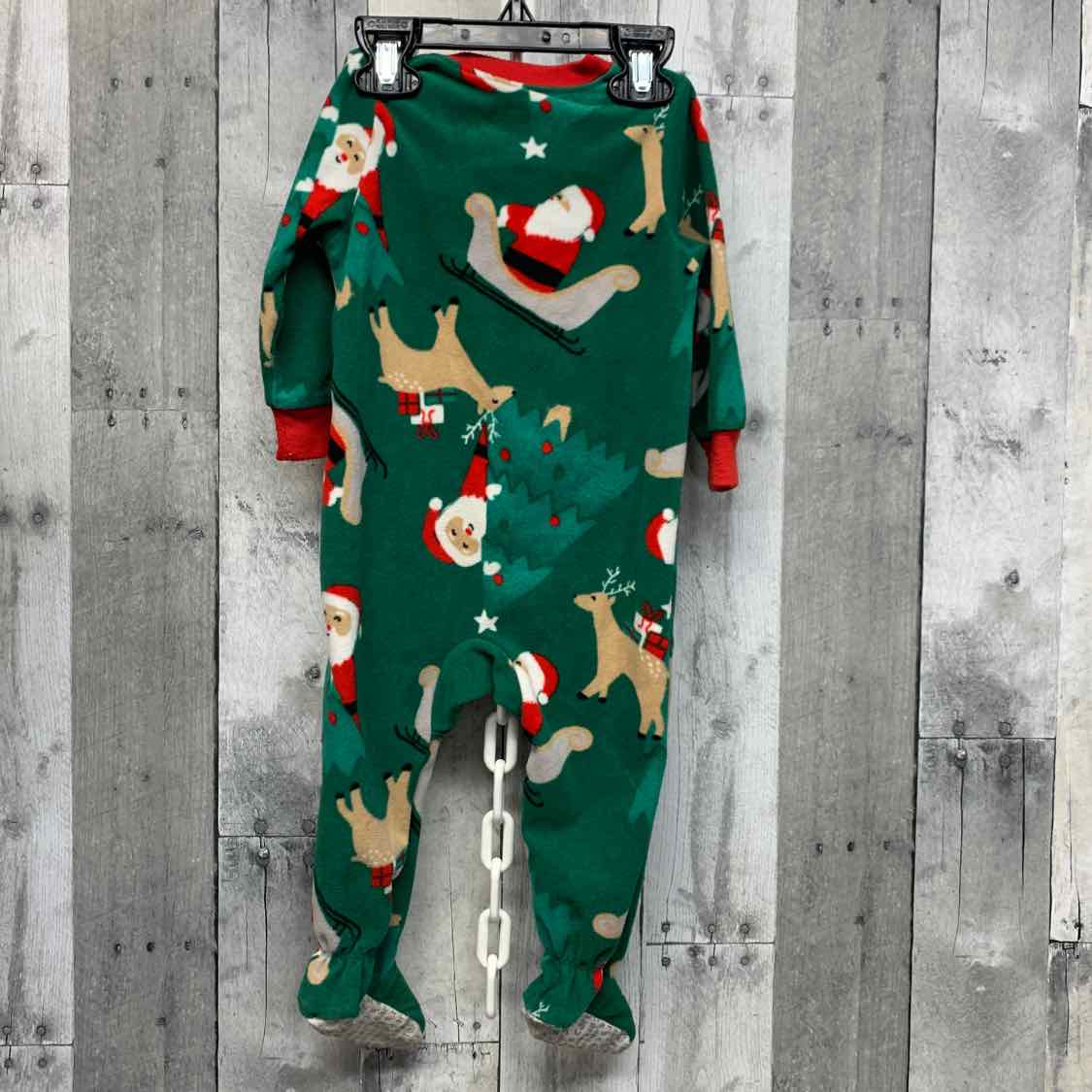 Size 12 Months Green Print Carter's Footy PJs