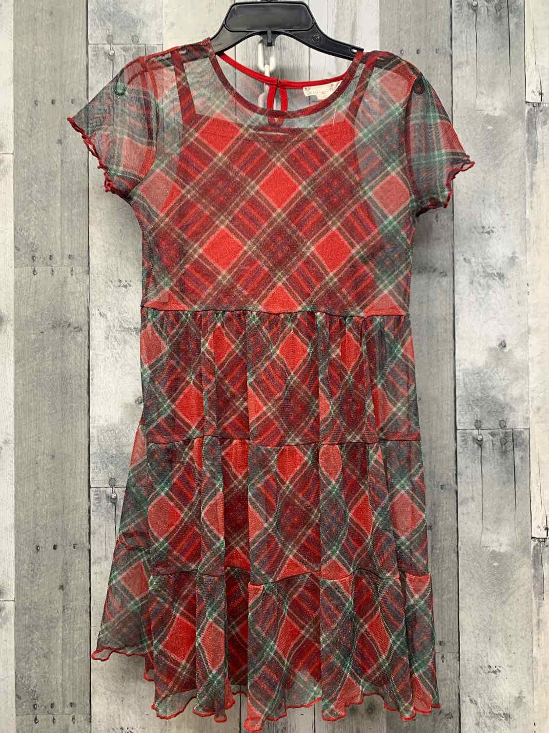 Size 14 Red Plaid Knit Works Dress