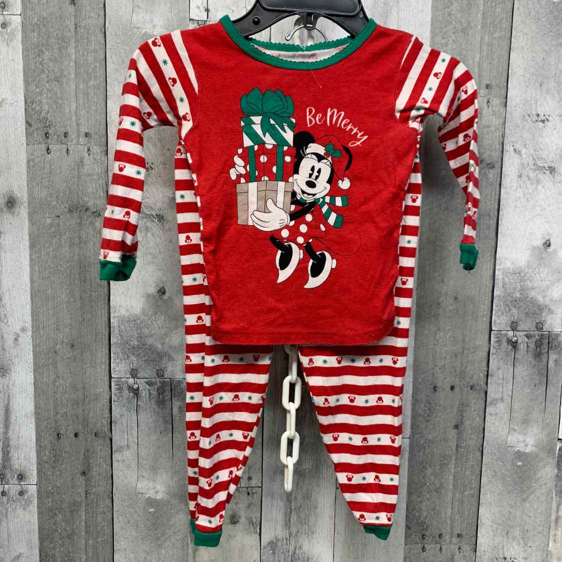 Size 4T Red Striped Disney 2pc PJs