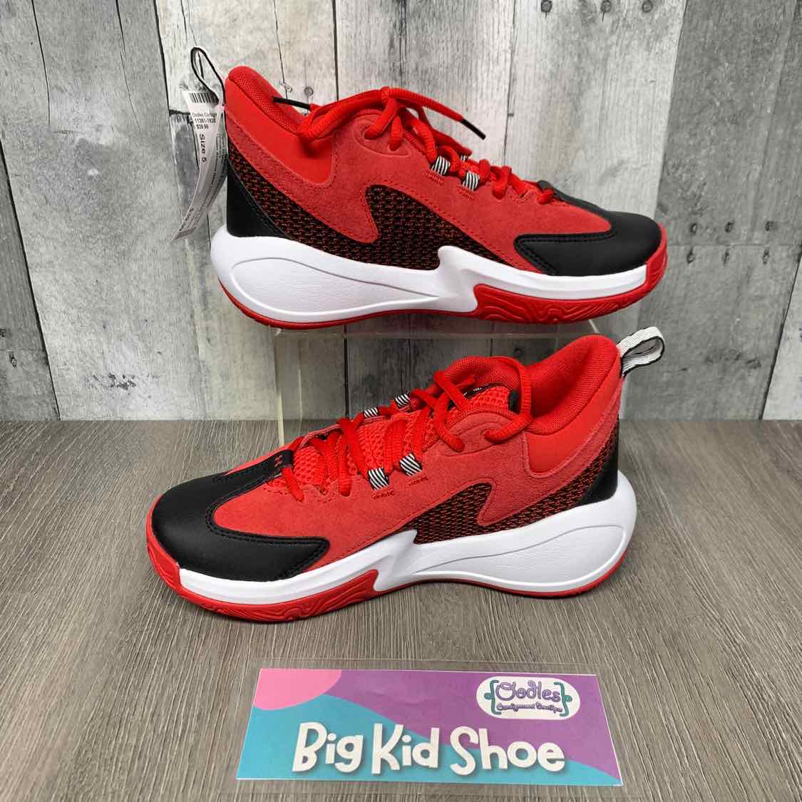Size 5 Red/Black Sport Brand Sneakers