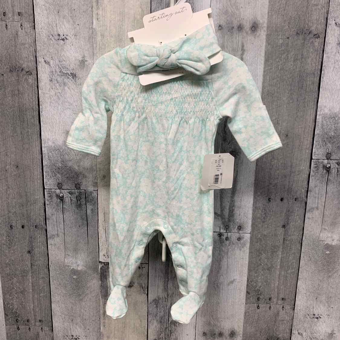 Size Preemie Blue/White Starting Out Footy PJs