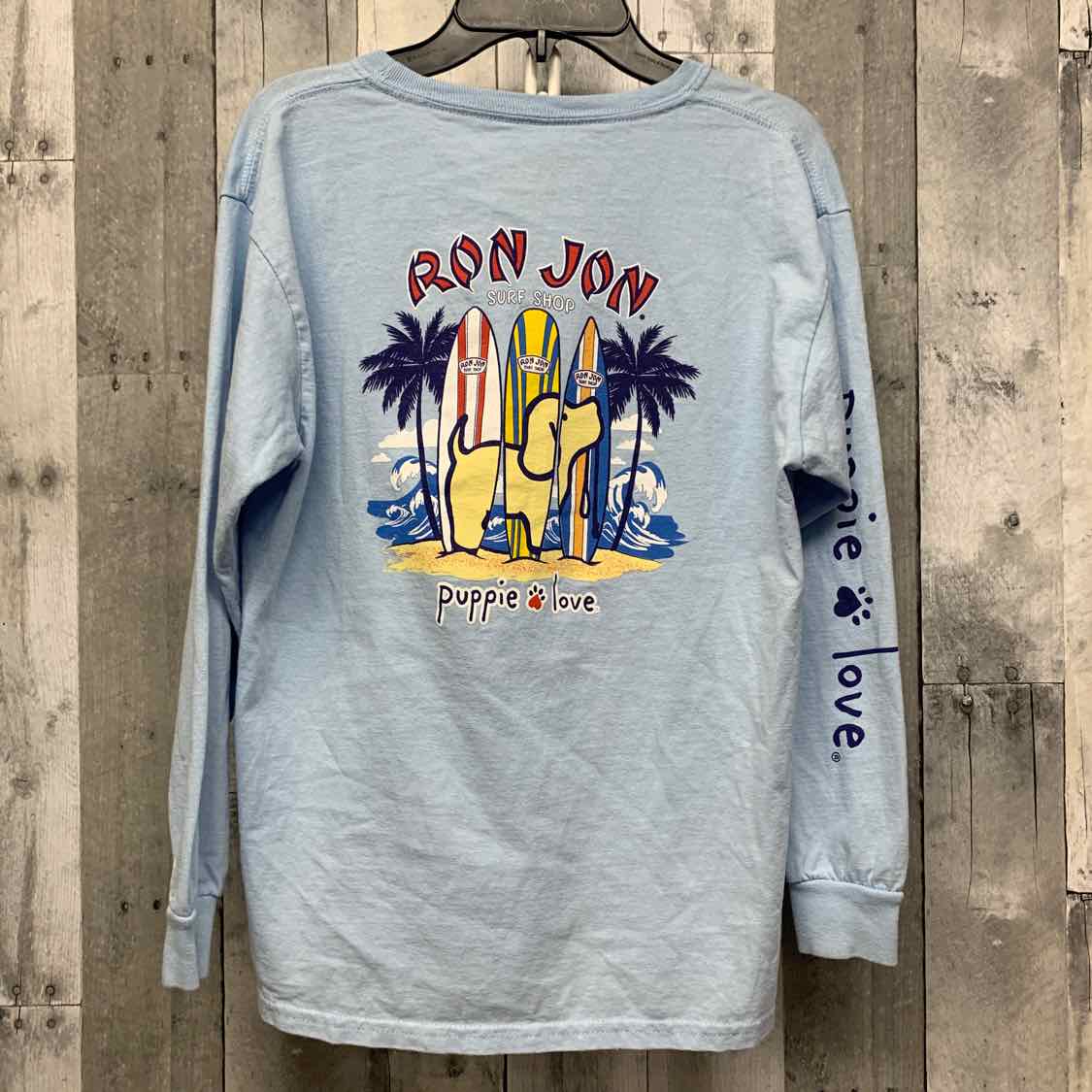 Size Large Blue Graphic Name Brand Long Sleeve Shirt