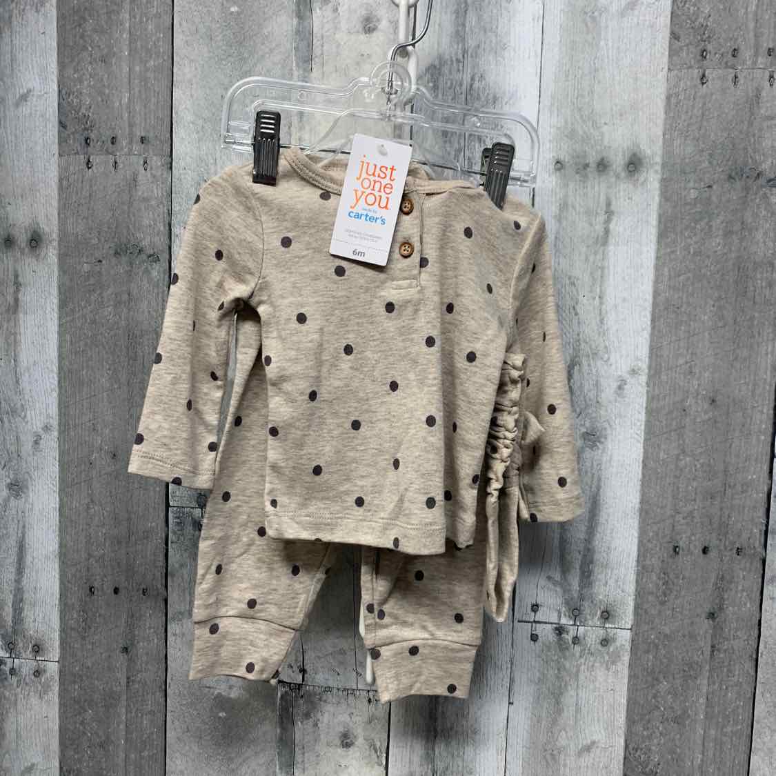 Size 6 Months Tan Print Just One You Shirt/Pants
