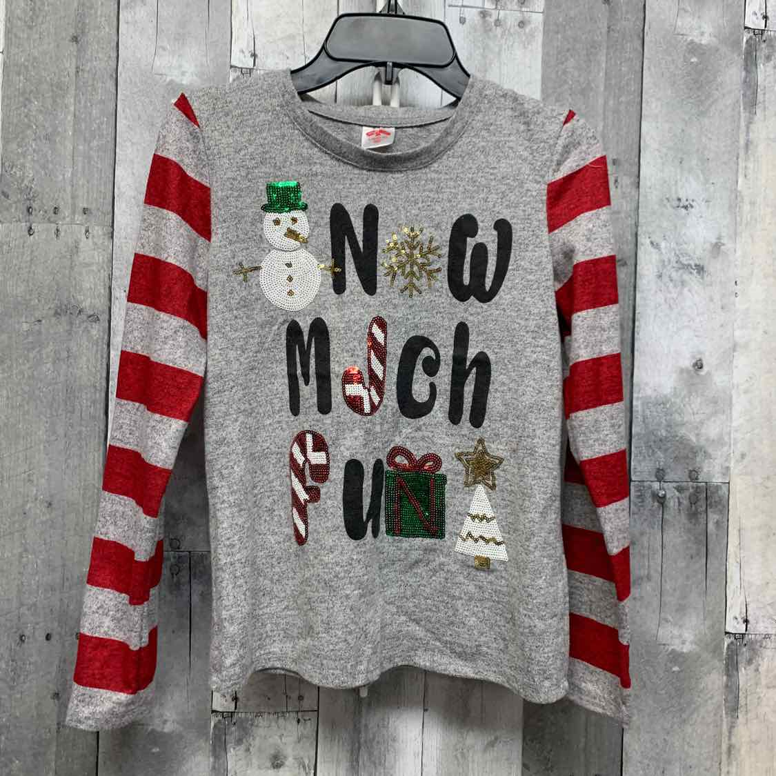 Size 10/12 Gray Graphic Holiday Brands Long Sleeve Shirt