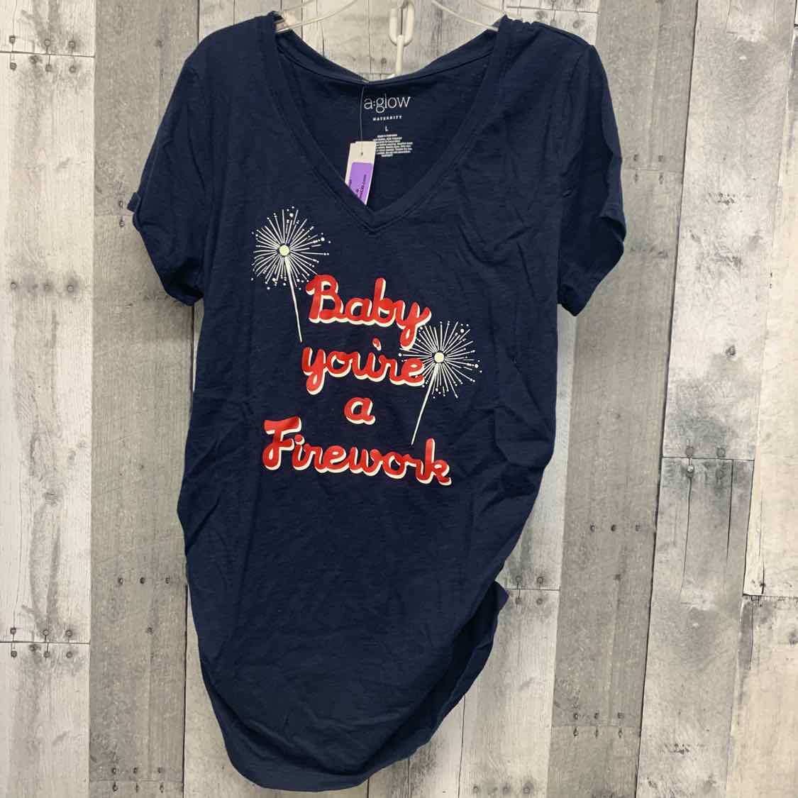 Size L Navy Graphic A:Glow T Shirt