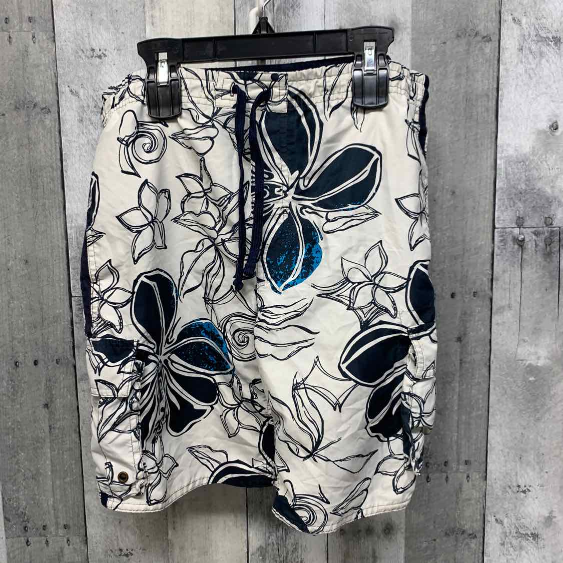 Size 10/12 White/Navy B Brand Swim Trunks