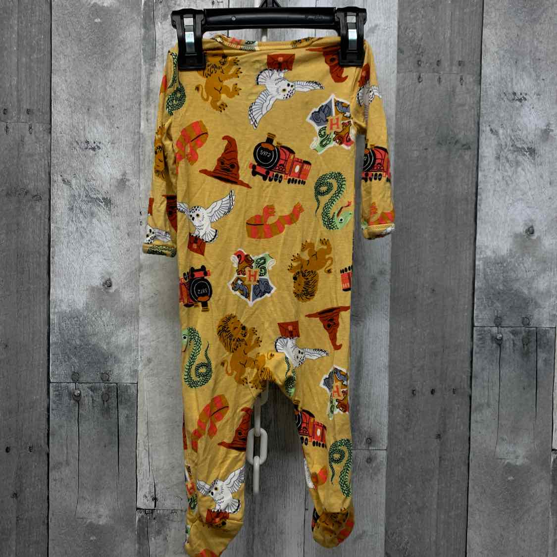 Size 0-3 Months Yellow Print Harry Potter Footy PJs