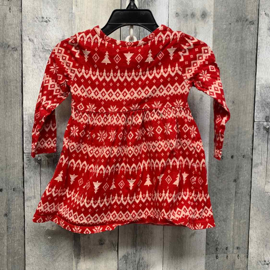 Size 12-18 Months Red Print Old Navy LS Dress